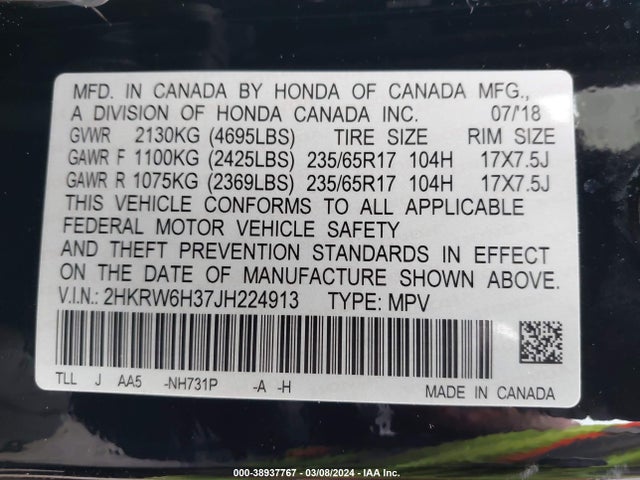 Honda CR-V LX 2018 2HKRW6H37JH224913 Image 9
