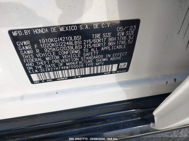 Honda HR-V 2024 3CZRZ1H74RM700029 Image 9