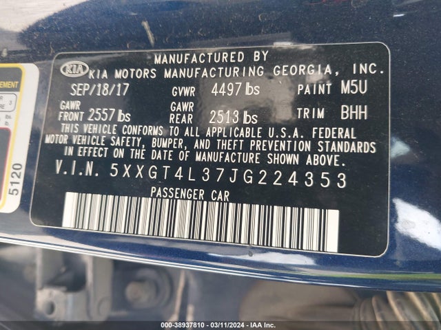 KIA Optima Lx 2018 5XXGT4L37JG224353 Image 9