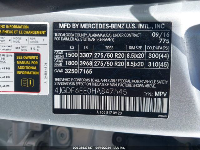 4JGDF6EE0HA847545 Mercedes-Benz Gls 450 4matic