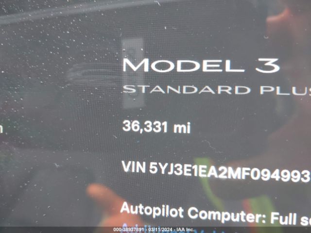 5YJ3E1EA2MF094993 Tesla Model 3 Standard Range Plus Rear-wheel Drive