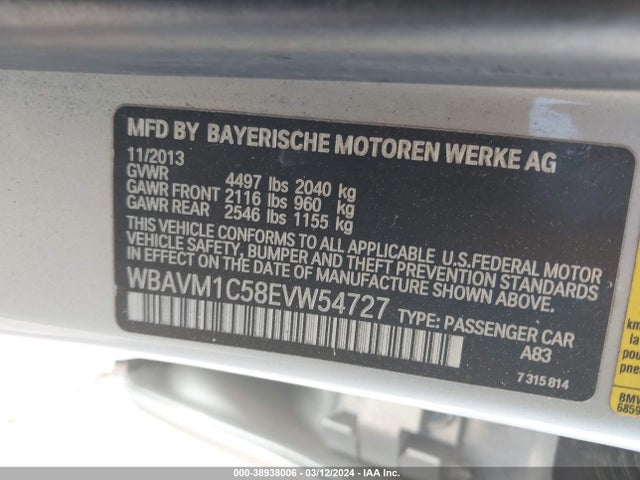 BMW X1 Sdrive28i 2014 WBAVM1C58EVW54727 Image 9