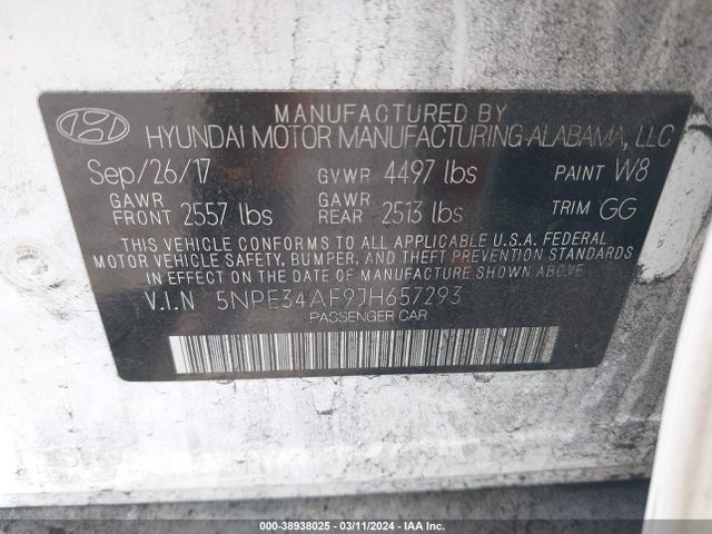 Hyundai SONATA SEL 2018 5NPE34AF9JH657293 Image 9