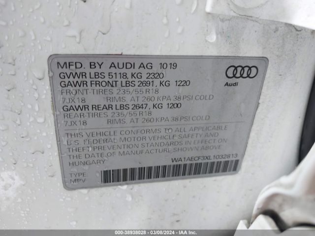 WA1AECF3XL1032813 Audi Q3 Premium 45 Tfsi Quattro Tiptronic