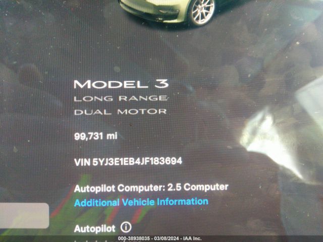 5YJ3E1EB4JF183694 Tesla Model 3 Long Range/performance