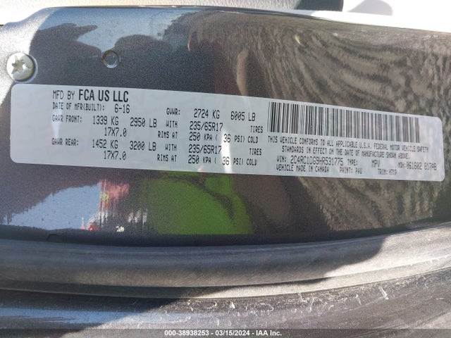 Chrysler Pacifica Touring 2017 2C4RC1DG9HR531775 Image 9