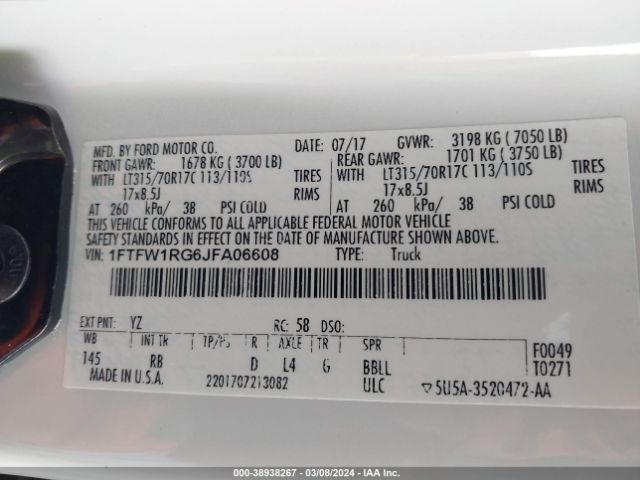 2018 FORD F-150 1FTFW1RG6JFA06608 Photo 8
