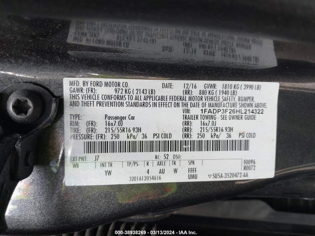 Ford FOCUS SE 2017 1FADP3F26HL214322 Image 9