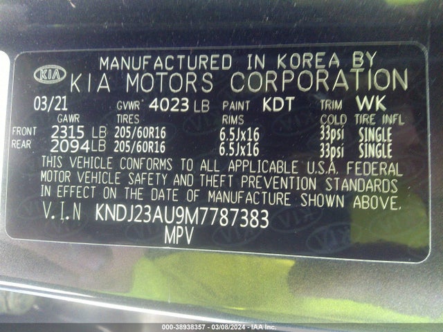 KIA SOUL S 2021 KNDJ23AU9M7787383 Image 9