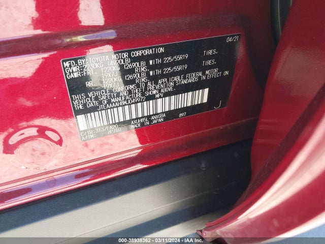 Toyota Venza Xle 2021 JTEAAAAH8MJ049972 Image 9