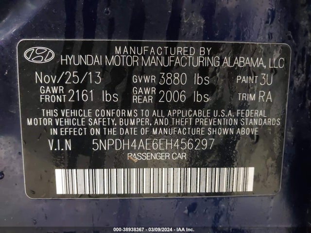 Hyundai ELANTRA SE 2014 5NPDH4AE6EH456297 Image 9