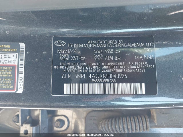 Hyundai ELANTRA SE 2021 5NPLL4AGXMH040926 Image 9