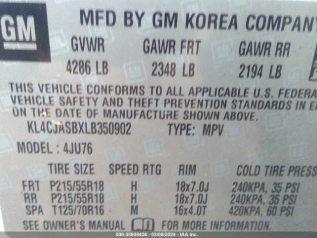 KL4CJASBXLB350902 Buick Encore Fwd Preferred