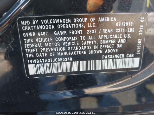 1VWBA7A37JC050348 Volkswagen Passat 2.0t Se