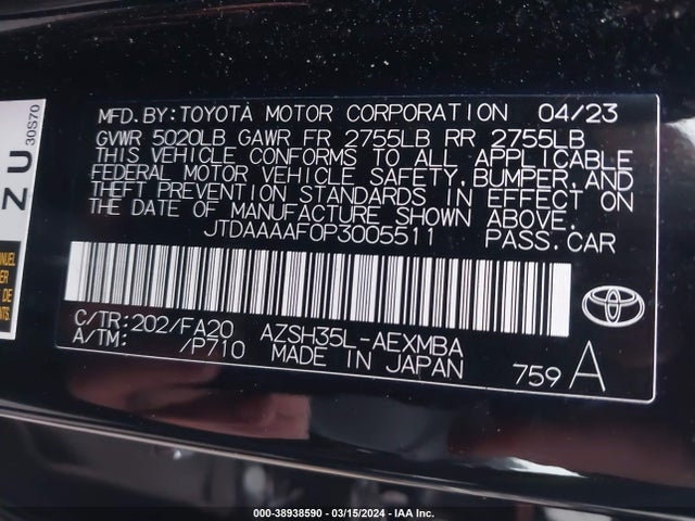 Toyota Crown Xle 2023 JTDAAAAF0P3005511 Image 9