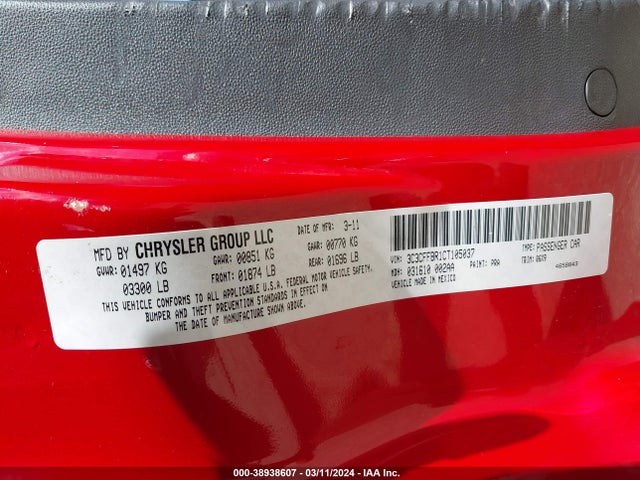 2012 FIAT 500 3C3CFFBR1CT105037 Photo 8