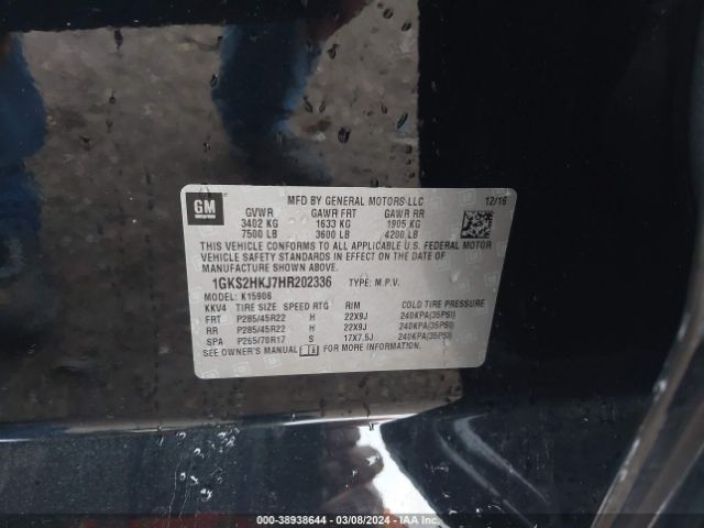 1GKS2HKJ7HR202336 GMC YUKON XL DENALI