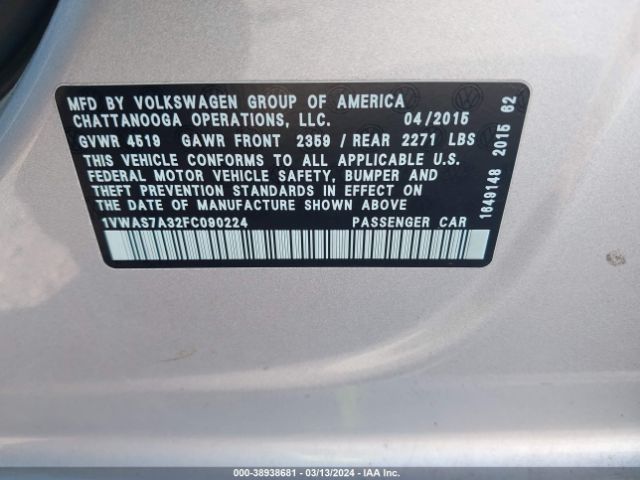 1VWAS7A32FC090224 Volkswagen Passat 1.8t Limited Edition