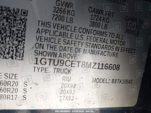 GMC Sierra 1500 4wd  Short Box Elevation 2021 1GTU9CET8MZ116608 Image 9