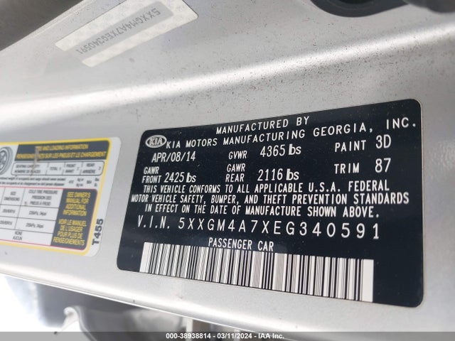 KIA Optima Lx 2014 5XXGM4A7XEG340591 Image 9