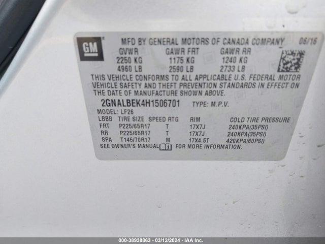 Chevrolet EQUINOX LS 2017 2GNALBEK4H1506701 Image 9