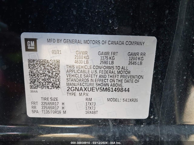 Chevrolet Equinox Awd Lt 2021 2GNAXUEV5M6149844 Image 9