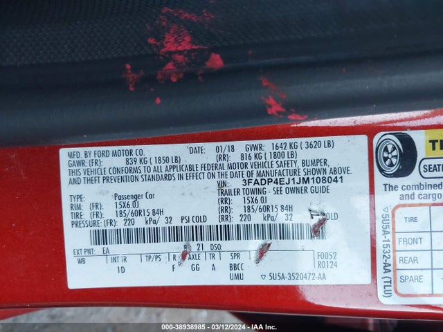 Ford FIESTA SE 2018 3FADP4EJ1JM108041 Image 9