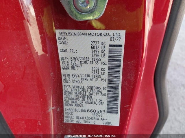 Nissan Frontier King Cab S 4x2 2022 1N6ED1CL3NN660563 Image 9