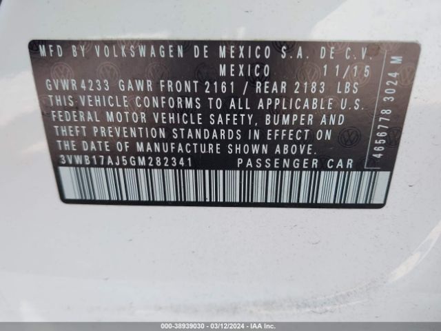 3VWB17AJ5GM282341 Volkswagen Jetta 1.8t Sport