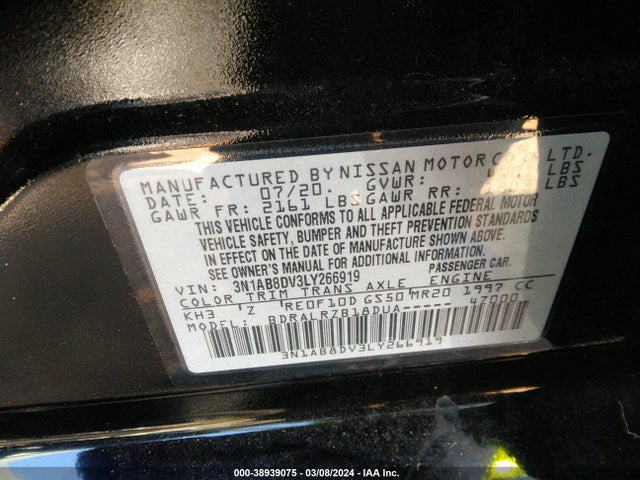Nissan Sentra Sr Xtronic Cvt 2020 3N1AB8DV3LY266919 Image 9