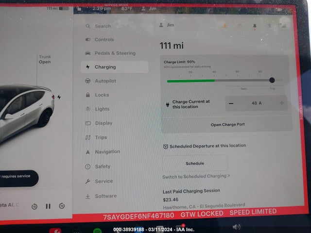 7SAYGDEF6NF467180 Tesla Model Y Performance Dual Motor All-wheel Drive