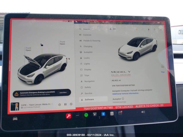 7SAYGDEF6NF467180 Tesla Model Y Performance Dual Motor All-wheel Drive