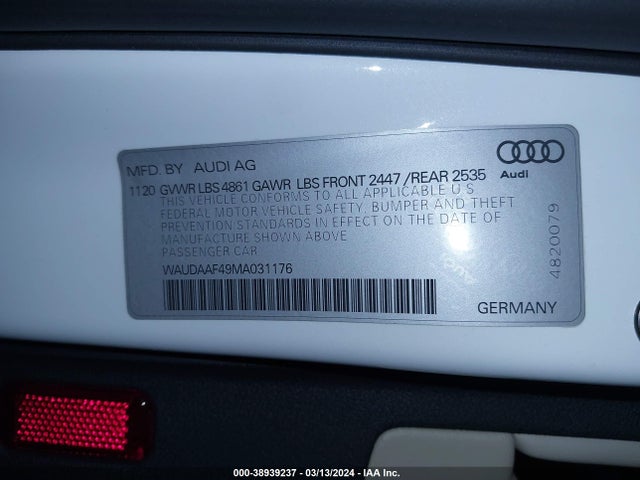 WAUDAAF49MA031176 Audi A4 Premium 45 Tfsi S Line Quattro S Tronic