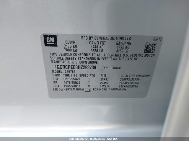 Chevrolet Silverado 1500 Custom 2017 1GCRCPEC8HZ299738 Image 9