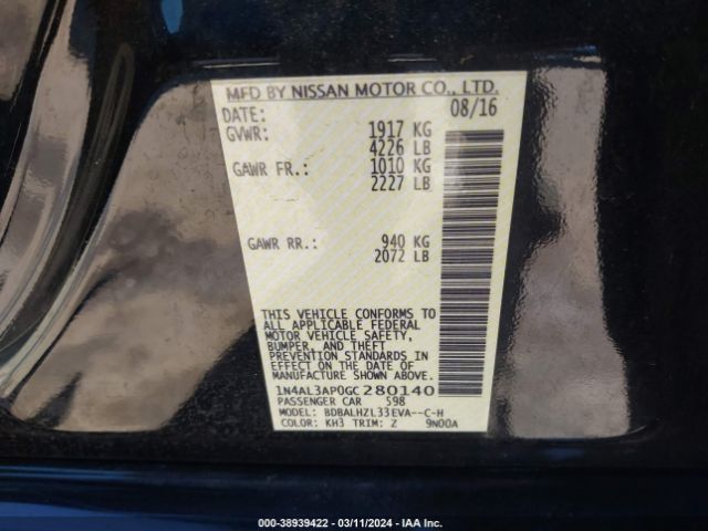 1N4AL3AP0GC280140 Nissan Altima 2.5 Sr
