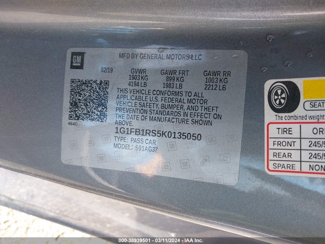 Chevrolet Camaro 1lt 2019 1G1FB1RS5K0135050 Image 9