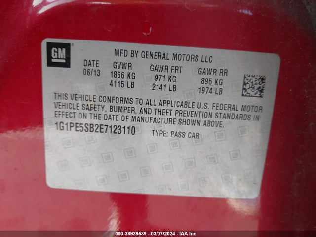 Chevrolet Cruze 2lt Auto 2014 1G1PE5SB2E7123110 Image 9