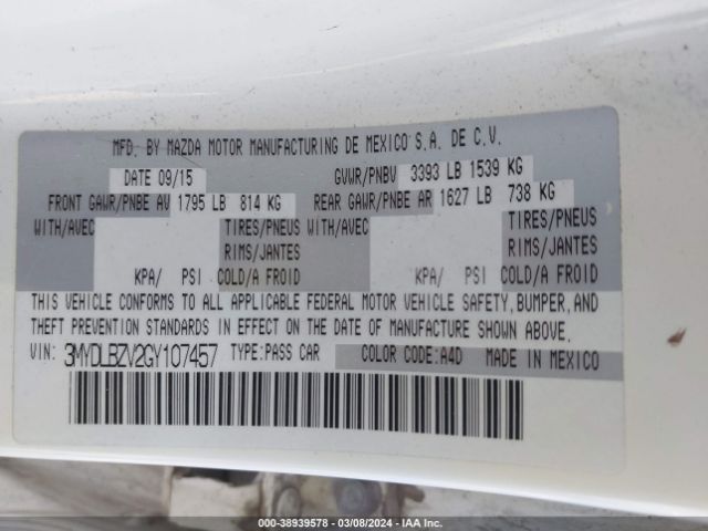 3MYDLBZV2GY107457 Scion IA
