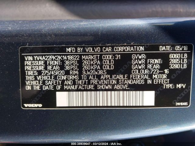 YV4A22PK2K1418622 Volvo Xc90 T6 Momentum