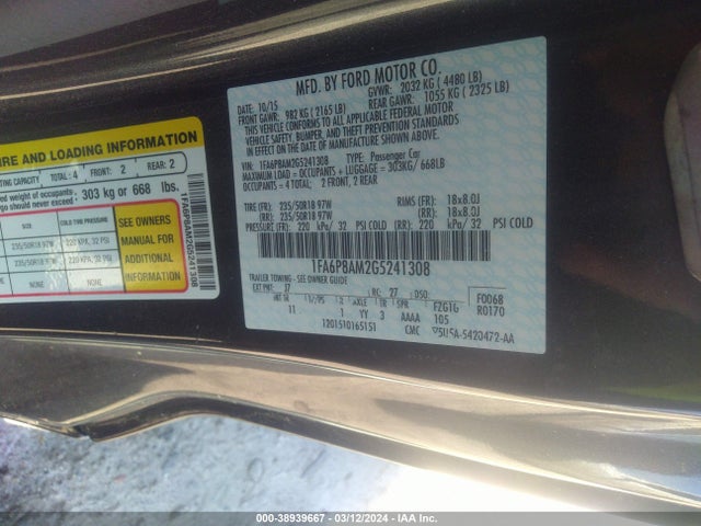 Ford Mustang V6 2016 1FA6P8AM2G5241308 Image 9