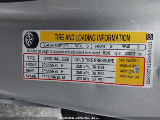 1GYKNERS7KZ223933 Cadillac Xt5 Premium Luxury