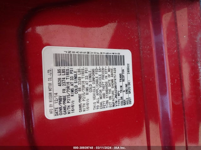 Nissan Rogue Select S 2015 JN8AS5MV0FW751420 Image 9