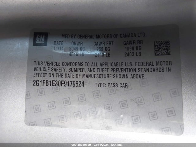 Chevrolet Camaro 2ls 2015 2G1FB1E30F9179824 Image 9