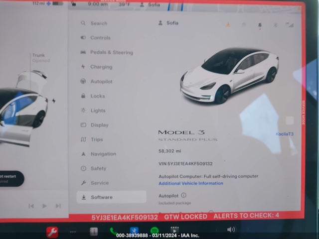 5YJ3E1EA4KF509132 Tesla Model 3 Long Range/mid Range/standard Range/standard Range Plus
