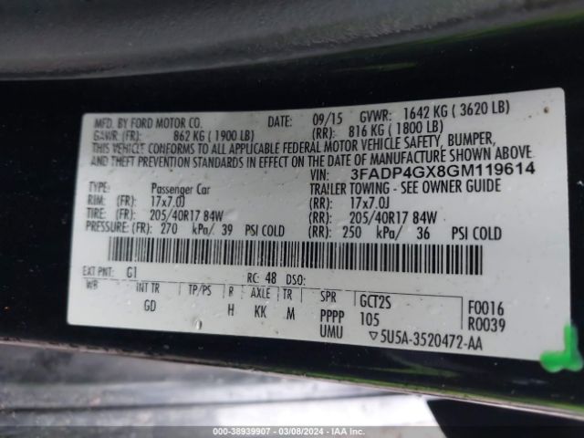 3FADP4GX8GM119614 Ford FIESTA ST