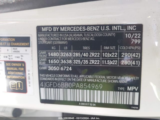 4JGFD6BB0PA854969 Mercedes-Benz Amg Gle 53 Coupe 4matic