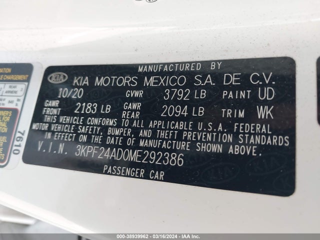 KIA Forte Lxs 2021 3KPF24AD0ME292386 Image 9