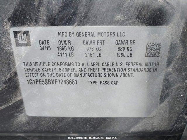 Chevrolet Cruze 2lt Auto 2015 1G1PE5SBXF7248681 Image 9