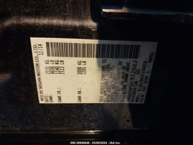 Nissan Maxima 3.5 Sv 2014 1N4AA5AP5EC912662 Image 9