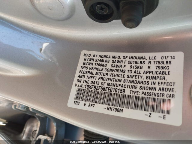 Honda Civic Lx 2014 19XFB2F56EE010159 Image 9